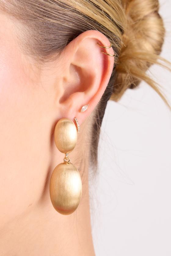 Delle Gold Oval Drop Earrings 1