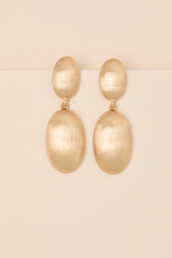 Delle Gold Oval Drop Earrings 2