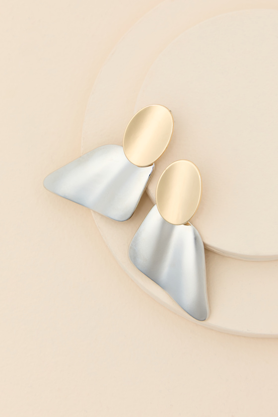 Denaya Silver and Gold Statement Earrings 2