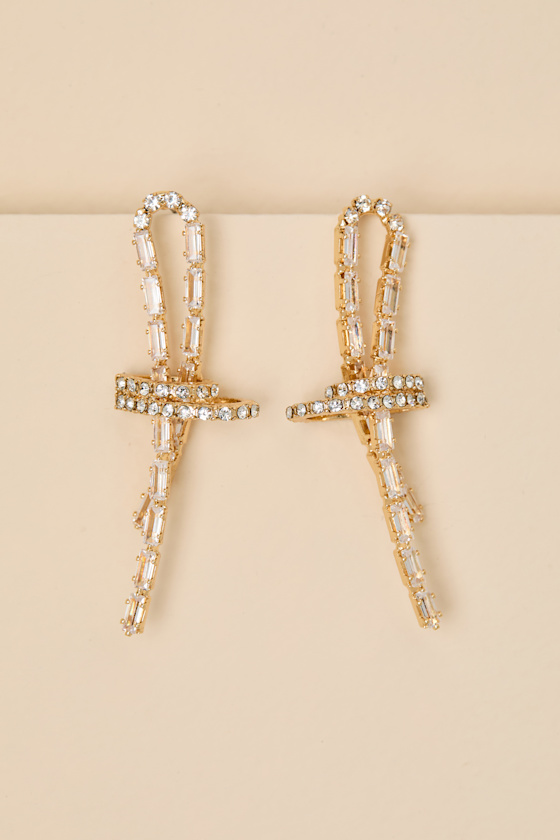 Pallas Gold Rhinestone Drop Earrings 1