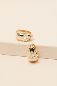 Belia Gold Rhinestone Chunky Hoop Earrings 1