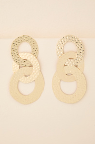 Jila Gold Hammered Linked Statement Earrings 4