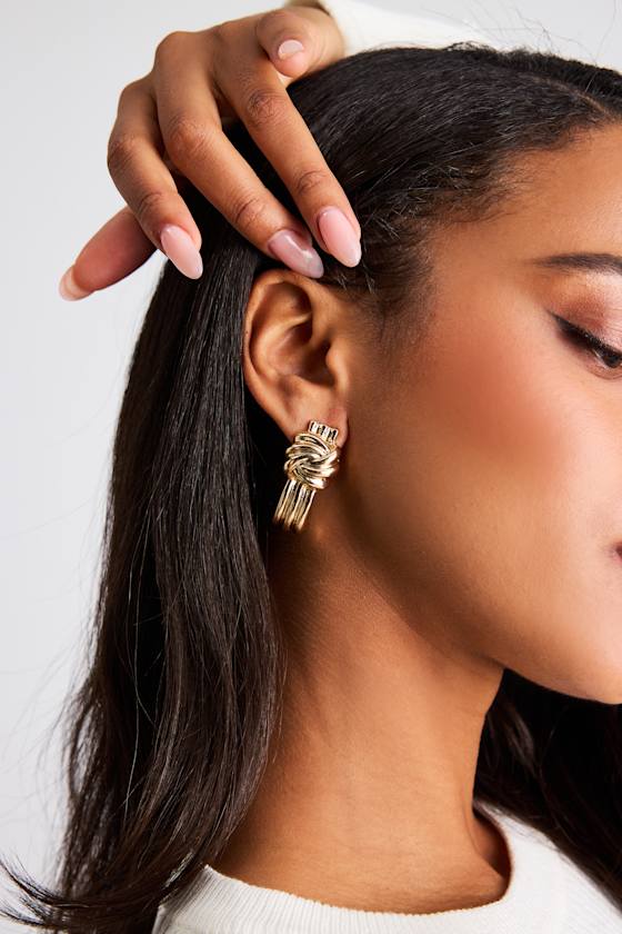 Ginny Gold Knotted Hoop Earrings 1
