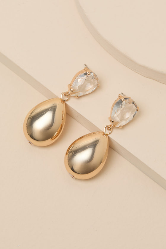 Givani Gold Rhinestone Drop Earrings 1