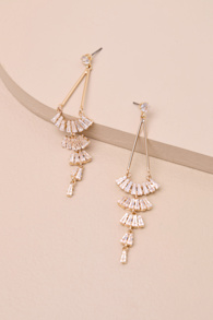 Chamberline Gold Rhinestone Drop Earrings 1