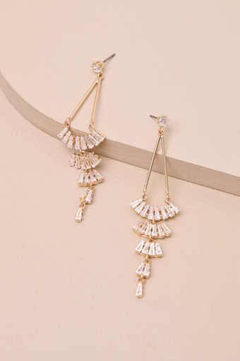 Chamberline Gold Rhinestone Drop Earrings 1
