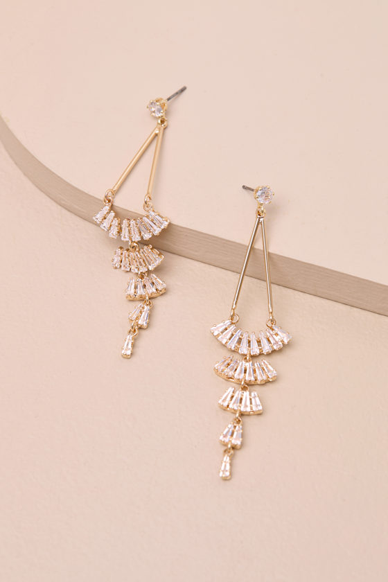 Chamberline Gold Rhinestone Drop Earrings 1