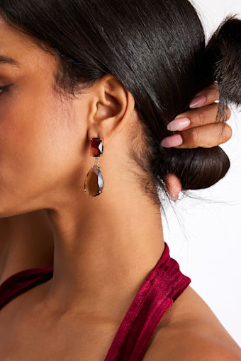 Hollyn Rust and Brown Rhinestone Drop Earrings 1