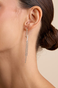 Kimura Gold Rhinestone Twisted Fringe Drop Earrings 1