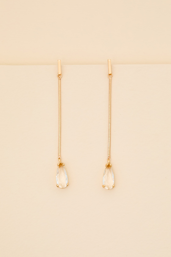Melodia Gold Chain Rhinestone Drop Earrings 1