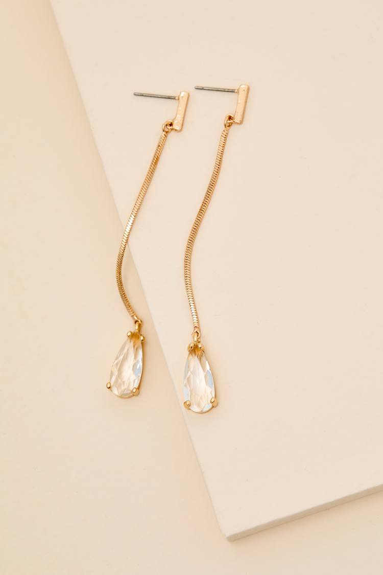 Melodia Gold Chain Rhinestone Drop Earrings