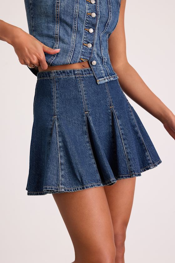 Levi's Godet Skirt - Dark Wash Denim Skirt - Godet Skater Skirt - Image 4