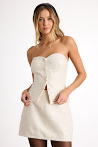 Brionee Ivory Tweed Sequin Mini Skirt 1