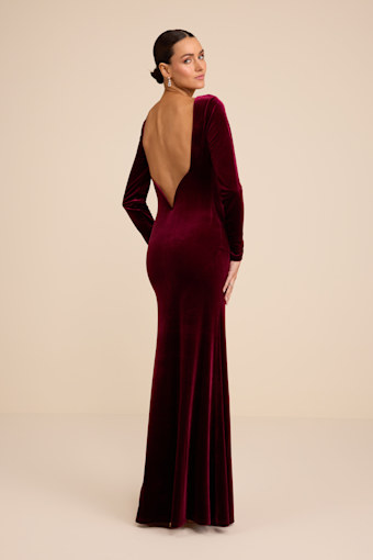 Rabeya Burgundy Velvet Backless Mermaid Maxi Dress 1