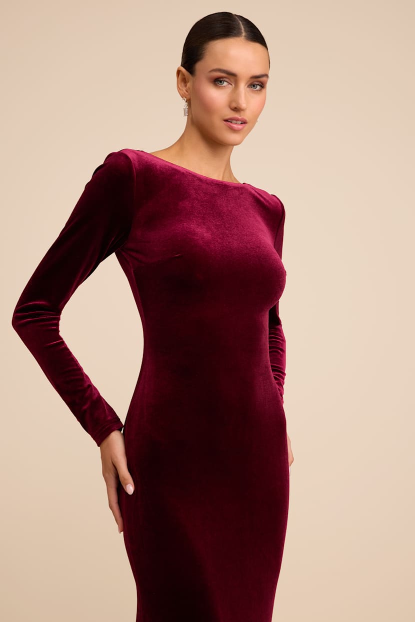 jazzy belle burgundy velvet dress lulus Lulus | Burgundy Velvet Bustier Midi Dress | Womens | Medium (Available in XXS, XS, S)
