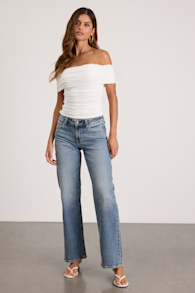 Keeper Medium Wash Low-Rise Straight Jeans 1