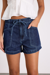 Catalina Dark Wash Denim Drawstring Shorts 1