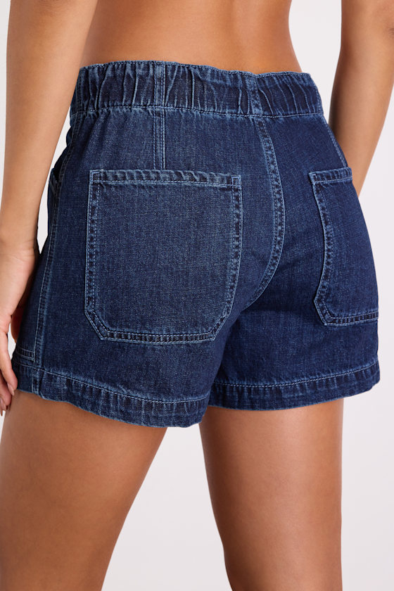 Catalina Dark Wash Denim Drawstring Shorts - thumbnail 3