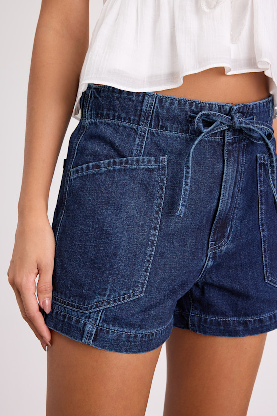 Catalina Dark Wash Denim Drawstring Shorts - thumbnail 4