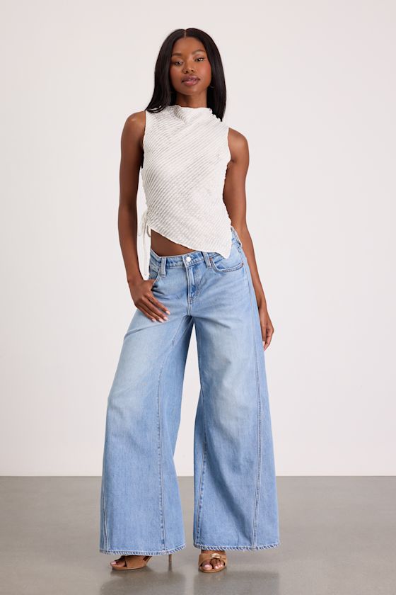 Daze Denim Wilder Jeans - Palazzo Jeans - Light Wash Jeans - Lulus