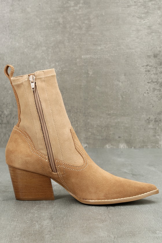 Matisse Flash Boots - Natural Genuine Suede Mid-Calf Boots