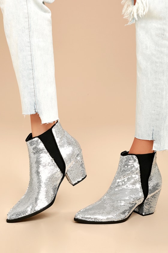 ladies silver booties