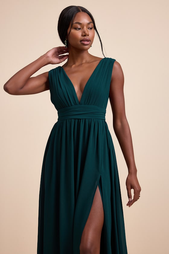 Emerald Dress - Maxi Dress - Sleeveless Dress - V-Neck Dress - Image 5