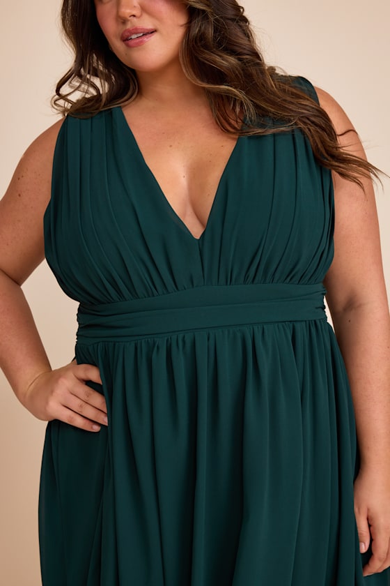 Emerald Dress - Maxi Dress - Sleeveless Dress - V-Neck Dress - Image 3