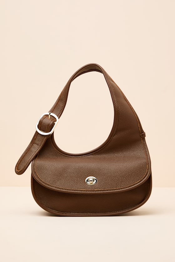 Banks Brown Pebbled Vegan Leather Crescent Bag