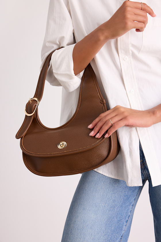Banks Brown Pebbled Vegan Leather Crescent Bag - thumbnail 3