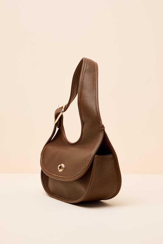 Banks Brown Pebbled Vegan Leather Crescent Bag - thumbnail 4