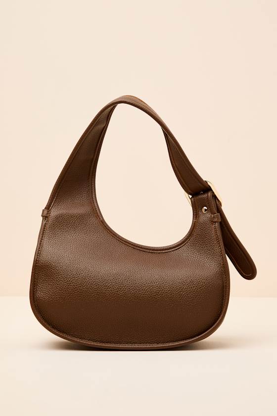 Banks Brown Pebbled Vegan Leather Crescent Bag - thumbnail 5