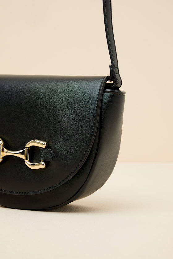 Cassia Black Horsebit Crossbody Bag - thumbnail 4