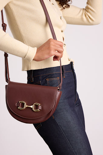 Cassia Brown Horsebit Crossbody Bag 1