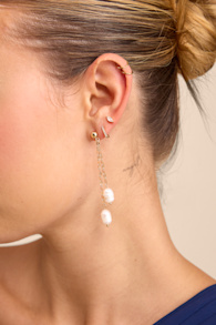 Ladia Gold Pearl Drop Earrings 1