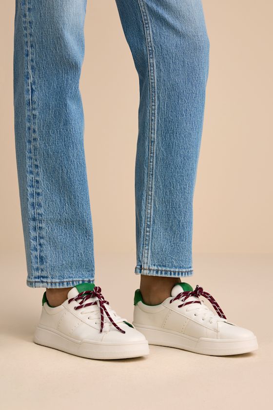 Marvin White and Green Lace-Up Sneakers 1