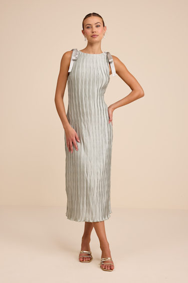 sage green bow dress Robertah One-Shoulder Bow Maxi Dress Sage XL main image 1