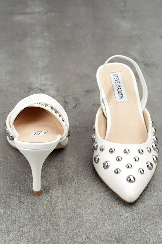 Steve Madden Meteor - White Slingback Kitten Heels