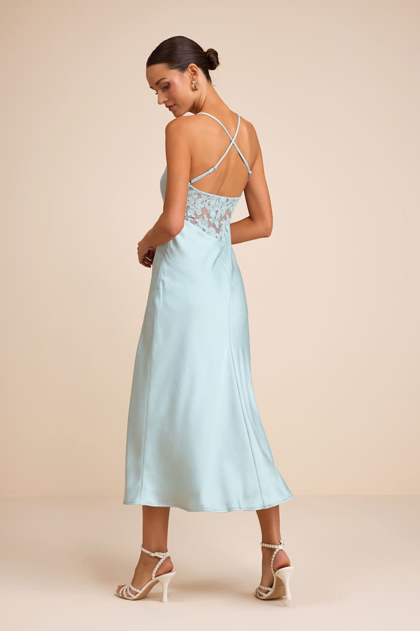 blue floral dresses bridesmaid Whitney Satin Floral Print Dress main image 0