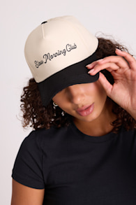 Slow Morning Club Ivory and Black Embroidered Dad Hat 3