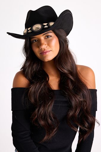 Tracey Black Concho Western Hat 1