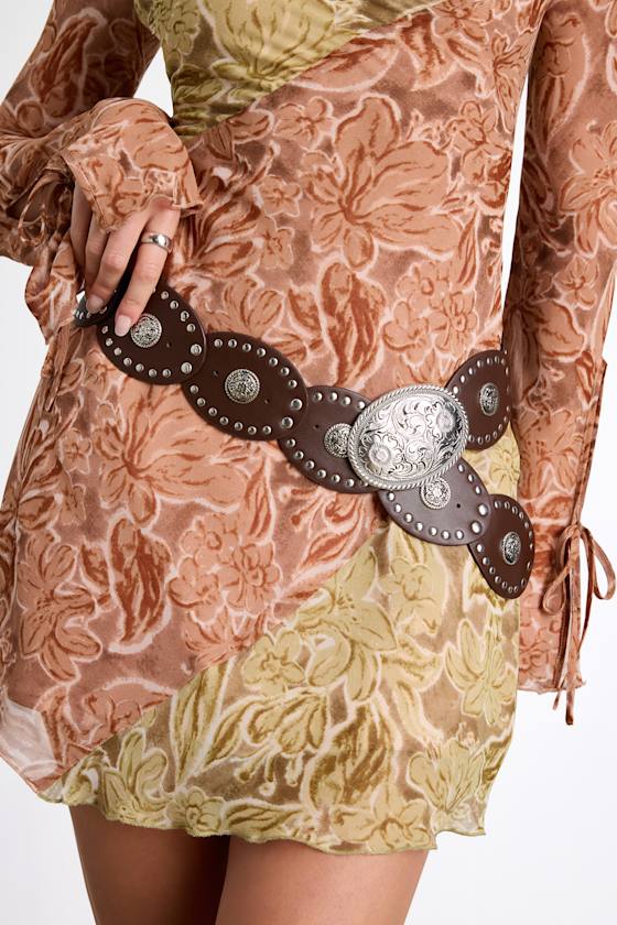 Mahina Dark Brown Chunky Concho Belt 1