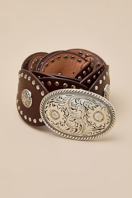 Mahina Dark Brown Chunky Concho Belt 1