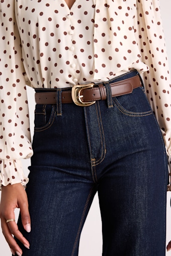 Wiley Brown and Ivory Two-Piece Belt Set 1