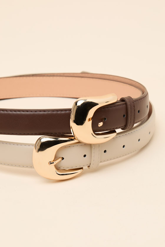 Wiley Brown and Ivory Two-Piece Belt Set - thumbnail 4