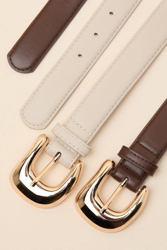 Wiley Brown and Ivory Two-Piece Belt Set - thumbnail 5