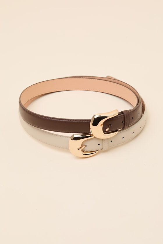 Wiley Brown and Ivory Two-Piece Belt Set - thumbnail 6