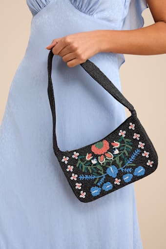 Raadha Black Multi Beaded Shoulder Bag 1