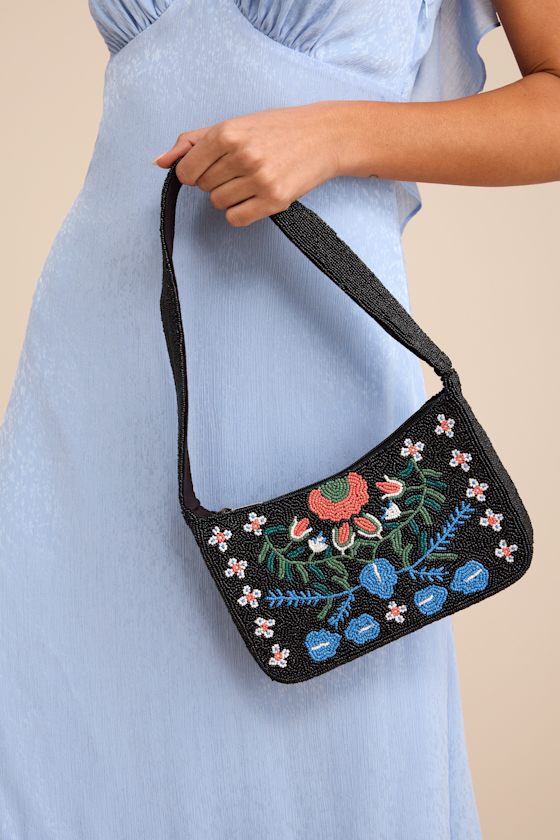 Raadha Black Multi Beaded Shoulder Bag 1