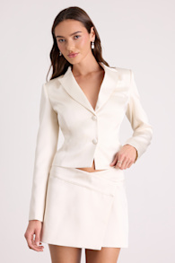 Harris Ivory Satin Low-Rise Mini Skirt 2